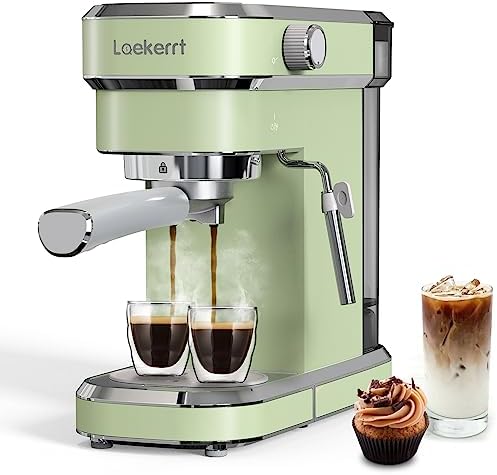 Laekerrt Espresso Machine 20 Bar Espresso Maker CMEP01 with Milk Frother Steam Wand, Retro Home Expresso Coffee Machine for Cappuccino and Latte (Green) Gift for Coffee Lovers, Mom, Friend, Family
