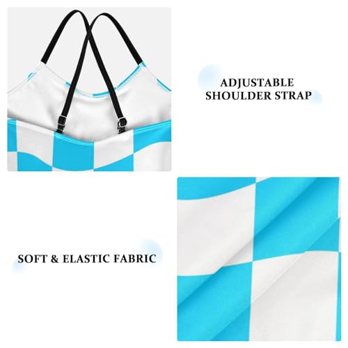 Image of Black and White Chess Girls One Piece Swimsuits Board Marble Tile Sport Halter Swimwear Beach Bathing Suit 3T