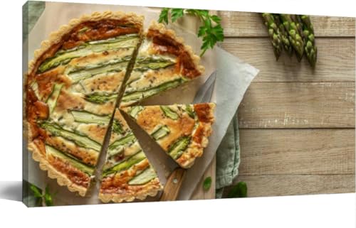 Slices savory asparagus tart Canvas Wall Art Large Framed Prints
