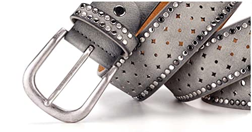 Familyhouse Women's Leather Western Belt with Rhinestones and Studs,Star Pin Holes Studded Belt for Jeans2