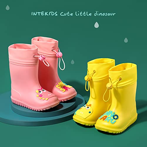 Kids Dinosaur Rain Boots With An Elastic Boot Collar Toddler Rain Shoes Yellow Rain Boots Toddler Girls Rainboots2