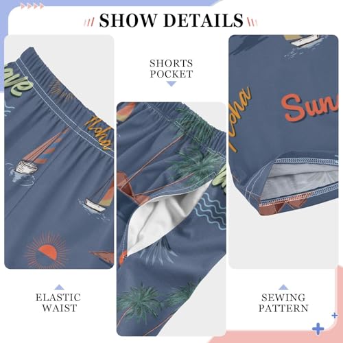 ZZXXB Summer Surfer Boys Long Pants Soft Trousers Elastic Waist Kids Lounge Bottoms with Pockets S-XL4
