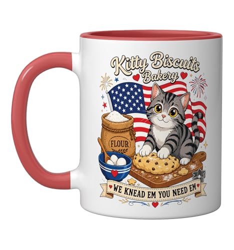 Taza cerámica con diseño de gato patriótico 11 oz miniatura 1