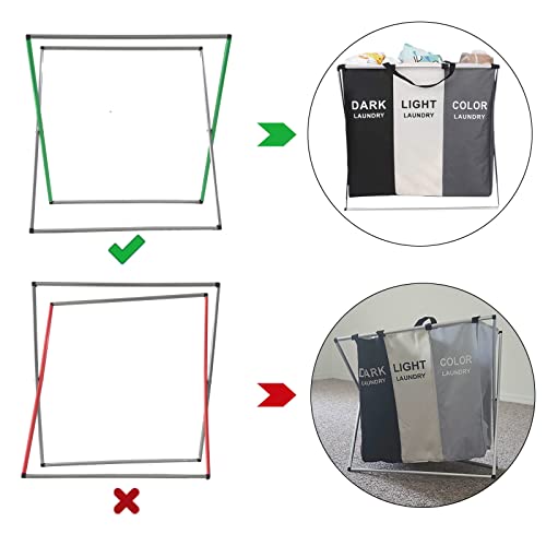 125L Laundry Basket Clothes Hamper Organizer Sorter Storage Foldable 2 Sections Hampers With Aluminum Frame (24X 15X 23 Inches) Washing Dirty Cloth Bag For Bathroom Bedroom Garage (White Gray) #TOP7