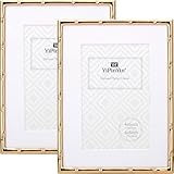 6x8''Bamboo Detail Dark Gold Metal Picture Frame 2pack,With Acid Frame Mount for 4x6'',Elegant Gold...