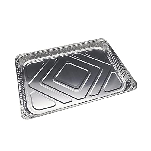 GRIRIW Aluminum Foil BBQ Grease Pans Set of 10 Grease Tray Catch Pan Easy to Clean Disposables for Grill