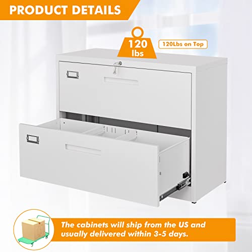Stani Lateral File Cabinet With Lock, 2 Drawer Metal Filing Cabinet, Lateral Filing Cabinet With Lock For Home Office, Locking Metal Steel Wide File Cabinet For Legal/Letter A4 Size #TOP7