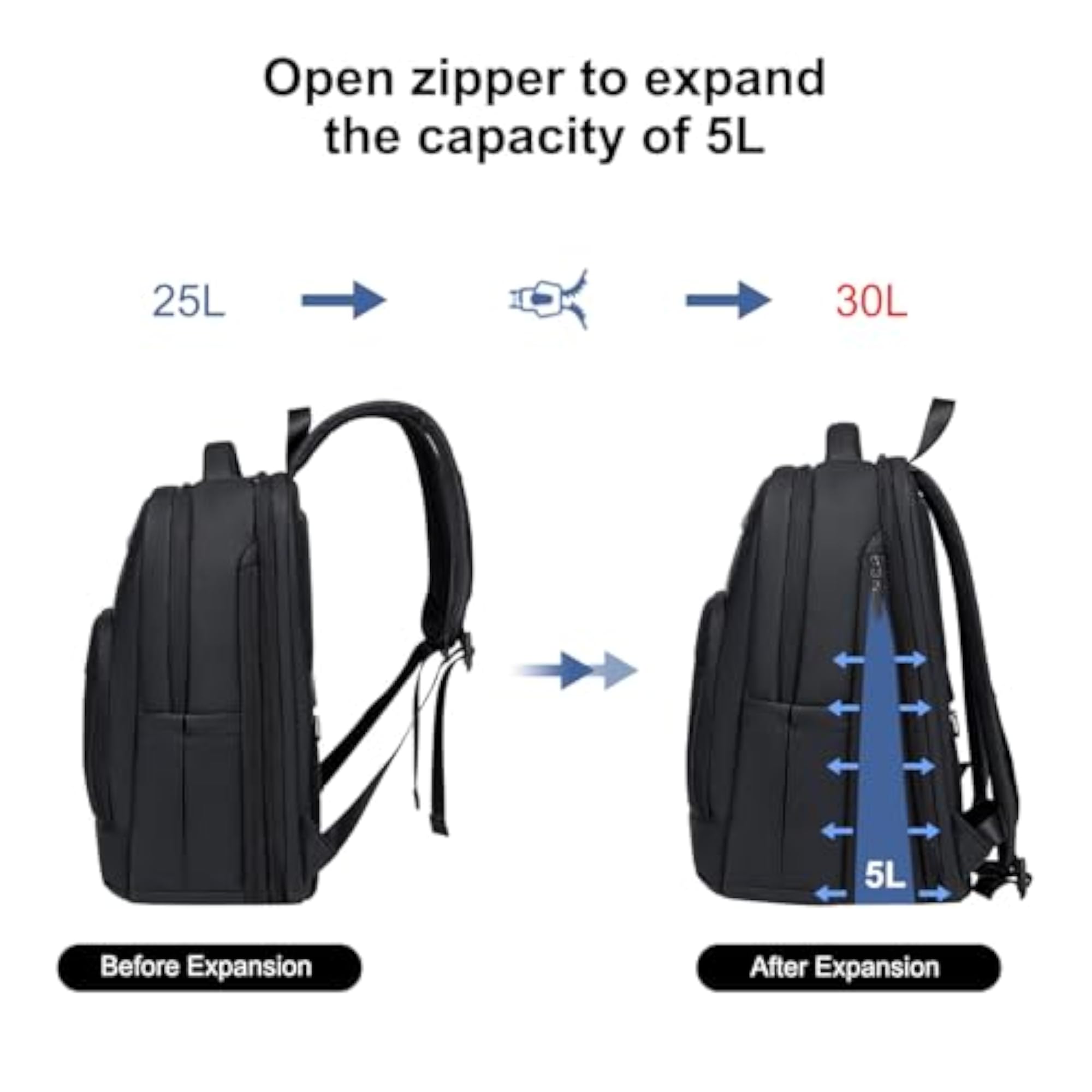 Expandable Backpack for Men, 25L-30L