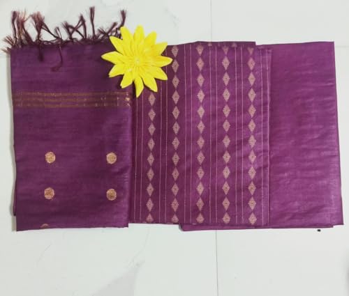 Image of STB-SILK TEXTILES BHAGALPUR Women's Bhagalpuri Cotton Silk Unstitched Salwar Suit Dress Material With Dupatta