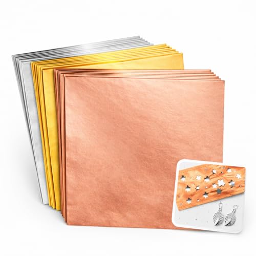 Yaocom 150 Packs Aluminum Metal Crafts DIY Foil Thick for Art Project Aluminum Flashing Roll Wide Sheet Multipurpose Metal Sheets (6 Inch X 6 Inch X 0.07 mm,Multicolor)