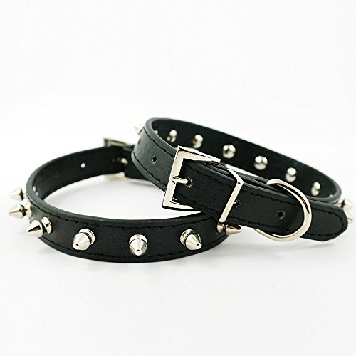 Dogs Kingdom Pu Leather One Row Studded Spiked Adjustable Dog Collar Black Xs #TOP2