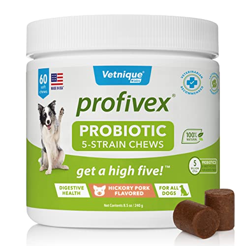 Vetnique Petbliss Calming Chews (60Ct) & Profivex 5-Strain Probiotic Soft Chews (60Ct) For Dogs Bundle #TOP1