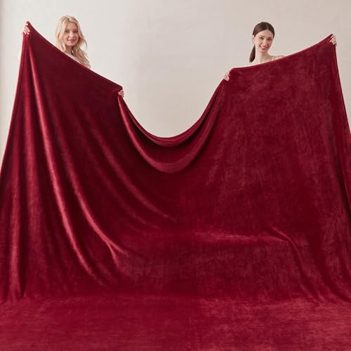 COOVA Oversized King Fleece Blanket 120x138 inches, Soft Cozy Warm Giant Extra Large 10'x11.5' Blanket for Bed, Sofa, Couch,Travel, Camping, California Huge Flannel Big Throw Blanket, Burgandy Red