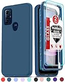 LeYi for Moto G Pure/G Play 2023/ G Power 2022 Case with [2 x Tempered Glass Screen Protector], Full-Body Shockproof Soft Liquid Silicone Phone Case for Motorola G Play 2023/ G Power 2022, Blue