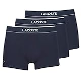 Lacoste Men's Colours 3 Pack Cotton Stretch Trunks, Navy, M