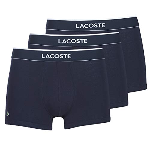 Lacoste Men's 3PK Cotton Stretch Trunk Underwear, Navy, M