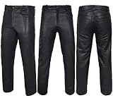 PGS Men's Cow Skin Full Grain Motorcycle Heavy Duty Leather Motorbike Pants Racing Riding Biker Black Pant (US, Waist, 36, Regular, Black)