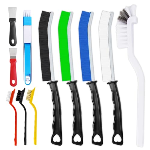 Crevice Cleaning Brush, Thin Hard Bristle Crevice Cleaning Tool Supplies for Tight Place, 11Pcs Small Household Use Cleaning Set for Kitchen, Gout, Gap, Corner, Window Track, Cup, Teapot, Bottle