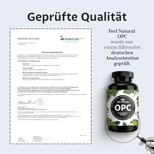 OPC Traubenkernextrakt – 240 Kapseln mit 1000mg OPC Extrakt – Höchster OPC Gehalt nach HPLC – aus französischen Weintrauben – Vegan, hochdosiert, in Deutschland produziert