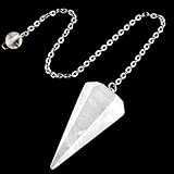 QINJIEJIE Bergkristall Kristall Pendel Natürlichem Edelstein Pendulum Kristalle Esoterik Pendel mit Kette und Kugel für Wünschelruten Wahrsager Chakra Reiki Hexerei Zubehör Esoterik Geschenke