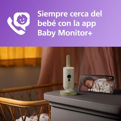 Philips Avent Vigilabebés Conectado con App, cifrado Privado y Seguro, Audio, Zoom 2X, visión Nocturna, activación automática por Voz, intercomunicación Real, Nanas y Ruido Blanco (Modelo SCD643/26) - imagen 2