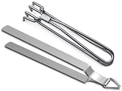 Combo Heavy Stainless Steel Wire Tong With Chimta,Stainless Steel Kitchen Pakkad With Chimta,pakkad tong,Sandasi,Wire Tong,Kitchen Tong,Stainless steel chimta,Tong-11inch (Silver)