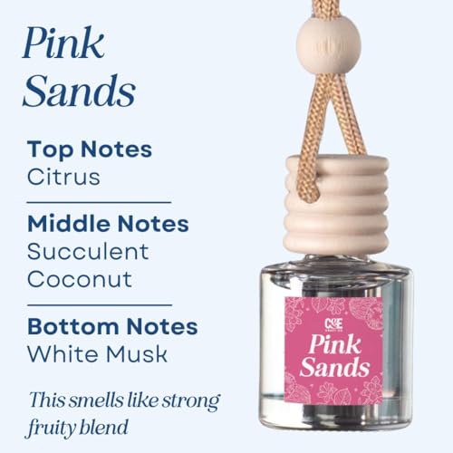 Image of C&E Craft Co Hanging Car Air Freshener Diffuser 2 Pack, Long Lasting Fragrance Oil Car Freshener, Glass Bottle Auto Air Freshener, Made in USA (Pink Sands)