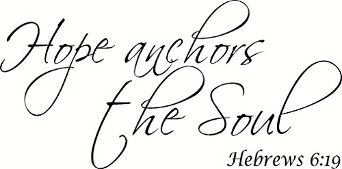 Hebreos 6:19 Hope Anchors the Soul, arte de la calcomanía de pared de versículo bíblico. Nuestra decoración de vinilo de escritura cristiana está hecha en los Estados Unidos por una pequeña empresa de propiedad familiar.