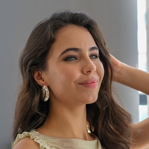 Oversized Organic-Shaped Earrings | 18K Gold Plated Large Shield Earrings Polished Statement Earrings for Women3