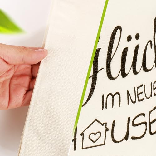 BOFUNX Geschenk Umzug - Brotkorb aus Stoff modern Brottasche Brotbeutel - Viel Glück im Neuen Zuhause Brötchenkorb Einzugsgeschenk