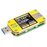UM34C USB Tester Meter Voltmeter USB Multimeter Spannung Strom USB Spannungsprüfer Bluetooth Amperemeter Messgerät 1,44-Zoll Farb LCD Display USB 3.0 Typ-C Kabelwiderstand Impedanz meter laden