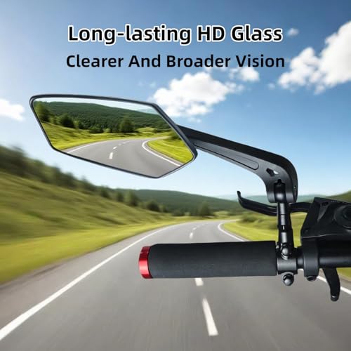 Bike Mirrors for Handlebars, 1 Pair Bicycle Rear View Mirror, 360° Adjustable Rotatable Wide Angle Mirror Accessories for Ebike Mountain Road Bike, Black - Thumbnail 4