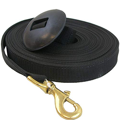 Intrepid International Lunge Line with Rubber Stopper 25' - Solid Brass Snap, Precision Equestrian Training and Exercise, Essential for Maximum Control, Black