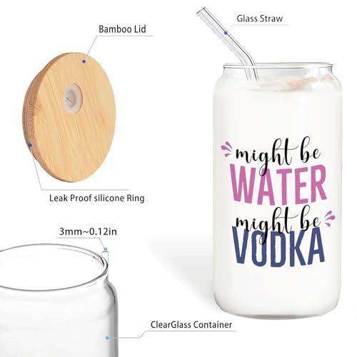BEHIFL Vodka glasses cup Gifts for Cocktail Lovers, Funny Might Be Vodka Tumbler Gifts For Women 14oz,Tequila Lime drinking jar for Cocktail Lovers - Thumbnail 6