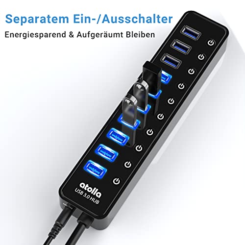 Atolla USB Hub Aktiv 3.0 mit Netzteil, 10-Port
