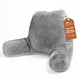 Sasttie Reading Pillows for Sitting in Bed Adult, Velvet Back Pillow Bed Sitting Up, Back-Rest Support Cushion for Sit Up on Couch, Sofa, and Floor, Dorm Essentials, Oeko-Tex Certified, Dark Grey