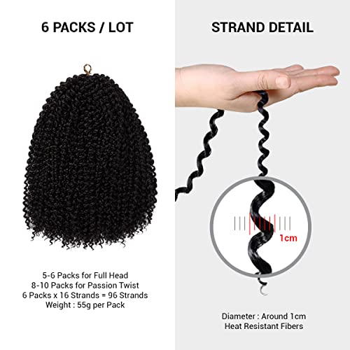 22 Inch 6 Packs Au-Then-Tic Passion Twist Hair Water Wave Crochet Braids Hair For Butterfly Locs Bohemian Goddess Locs Synthetic Braiding Hair Extensions (22 Inch (Pack Of 6), 1B-Off Black) #TOP2