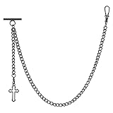 【Unique Design】It features a removable pocket watch chain with a T- hook on one end. T-bar goes through waistcoat buttonhole securing pocket watch in your pocket. Nice addition to a formal dressing or collecting. Attractive vintage design! 【Durable A...