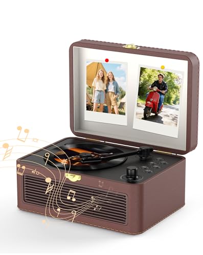 Lecteur CD portable Bluetooth et radio vintage marron pour salon et bureau