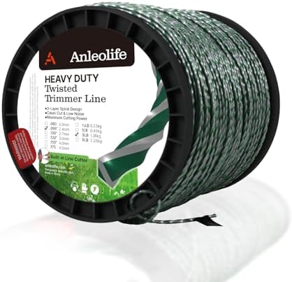 A ANLEOLIFE 3-Pound Heavy Duty Twisted .095-inch-by-1181-ft Dual Core String Spiral Trimmer Line Spool,with Built-in Line Cutter