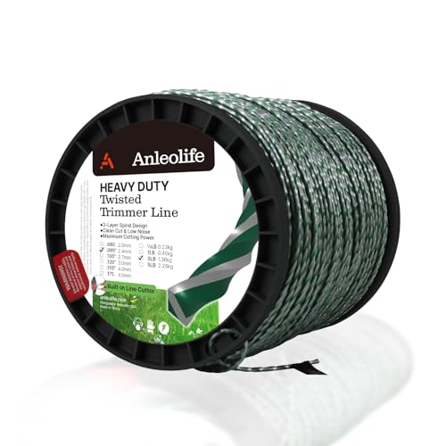 A ANLEOLIFE 3-Pound Heavy Duty Twisted .095-inch-by-1181-ft Dual Core String Spiral Trimmer Line Spool,with Built-in Line Cutter
