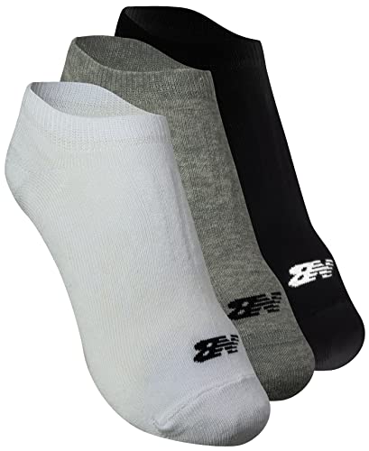 Meia Kit 3 Cano Invisivel, Masculina, New Balance, Branco/Preto/Cinza Mescla, 39-42
