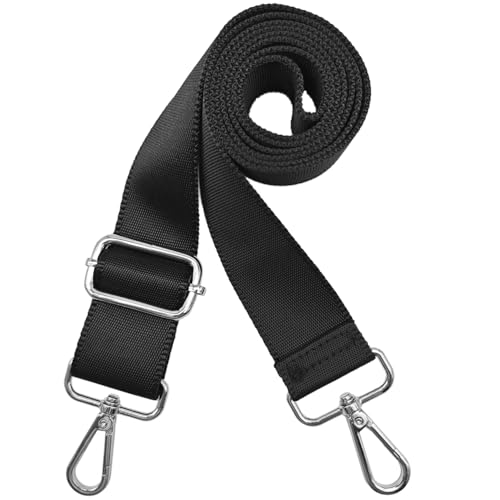 Hibate 1.5" Wide Replacement Crossbody Bag Strap for Women's Handbags Shoulder Straps - Black w/Silver Clips