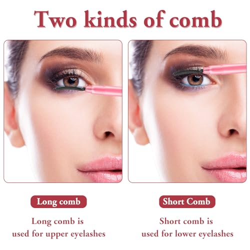 3 peças de escova de cílios de silicone definidor de cílios com tampa contra poeira, pente de cílios