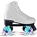 Ghzste Wheel Pattini a rotelle con luce a LED Double Line 4 ruote per adulti scooter Classic Roller, pattini a rotelle per adulti, (bianco), 40 EU