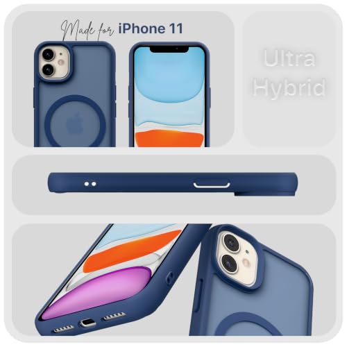 Image of Pikkme Back Cover for iPhone 11 | Mag-Safe Compatible | Smoke Frosted Transparent Matte Finish | Hard PC + Soft TPU | Shockproof | Raised Camera Protection Bumper Case (Blue Smoke Mag-Safe)