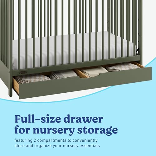 Image of Graco Olivia 3-in-1 Convertible Crib with Drawer - Converts from Baby Crib to Toddler Bed and Daybed, GREENGUARD Gold Certified, Baby Safety Alliance Verified, Easy Assembly (Olive)