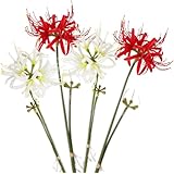 曼珠沙華 フェイクフラワー 造花 4本セット 彼岸花 ヒガンバナ レッド ホワイト 石蒜 ブーケ 枯れない花 花飾り 人工観葉植物 インテリア 置物 写真撮影 プレゼント 部屋飾り 造花芸術 装飾花