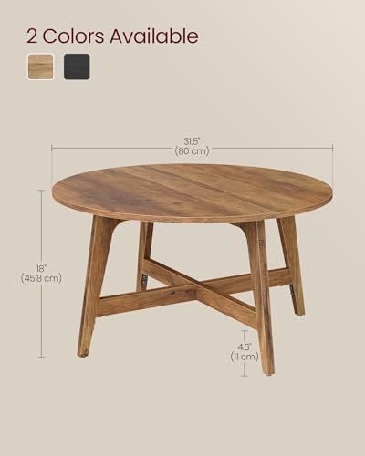 VASAGLE MAEZO Collection - Round Coffee Table, 31.5-Inch Center Table, Tapered Legs, Curved Transitions, Easy to Assemble, for Living Room, Honey Brown ULCT251KB01S - Image 4
