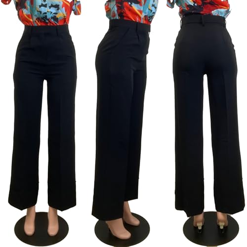 Women's High Waisted Dress Pants Stretchy Business Casual Pants Straight Leg Work Trousers with Pockets4